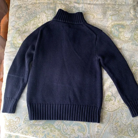 Kids Polo Ralph Lauren Navy Blue Quarter Zip Sweater - Picture 2 of 5